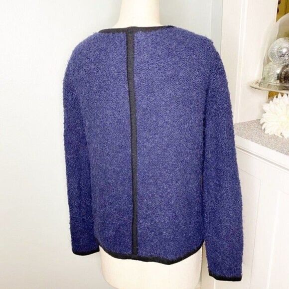 Boden Navy & Black Boucle Sweater Jacket Cozy Winter Casual Wear Size 10 - Picture 7 of 9